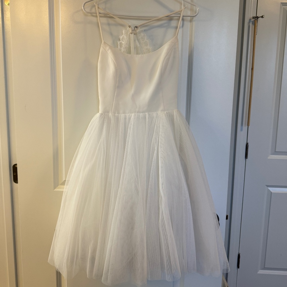 ✨ Amsale Little White Dress – Lace Back Tulle Skirt ✨